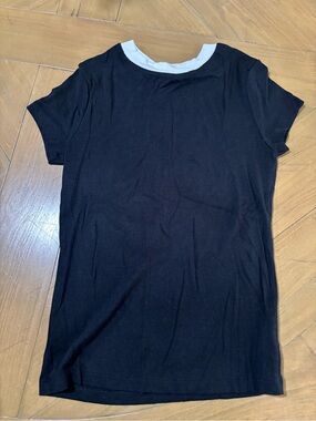a new day Black Tee with White Crew Collar